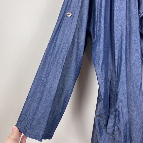 ASTR the Label Women Open Front Chambray Cardigan Jacket Large Blue Lagenlook - Picture 5 of 11